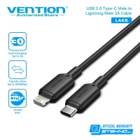 Vention - Kabel USB 2.0 C Male to Lightning Male 3A 1M Black LAKBF dan White LAKWF / Kabel Data